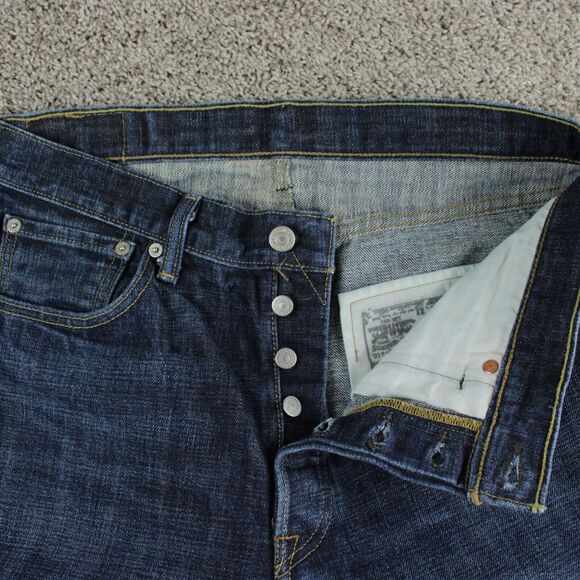 Levis 501 Jeans Men 34x32 Blue Classic Fit Straight Leg Denim Pants Actual 33x28 - Picture 7 of 12